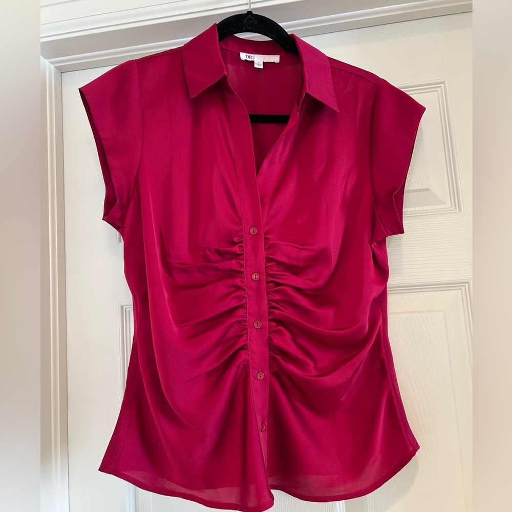 DR2 Ruched Button-Up Top Y2K Vintage Style